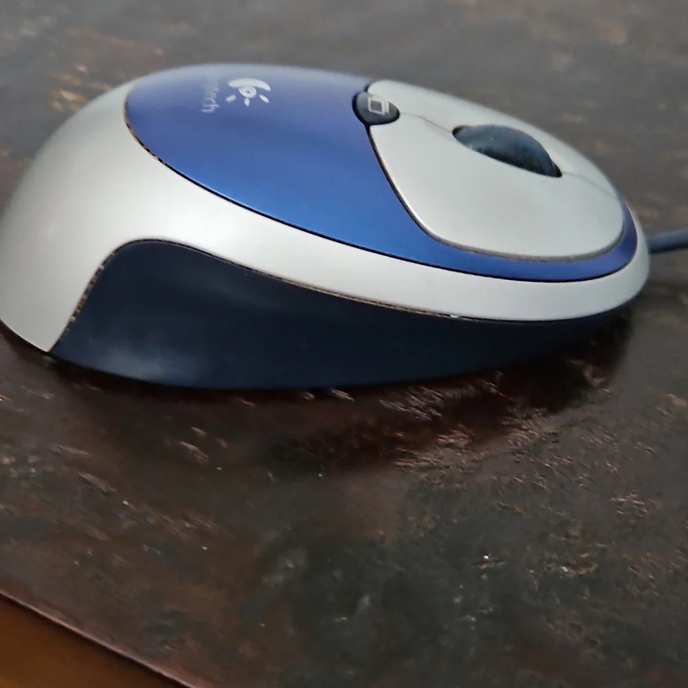 Logitech Corded Mouse Blue, Black, And Gray